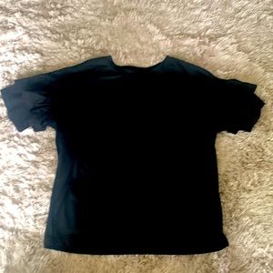 Black top with ruffle sleeves